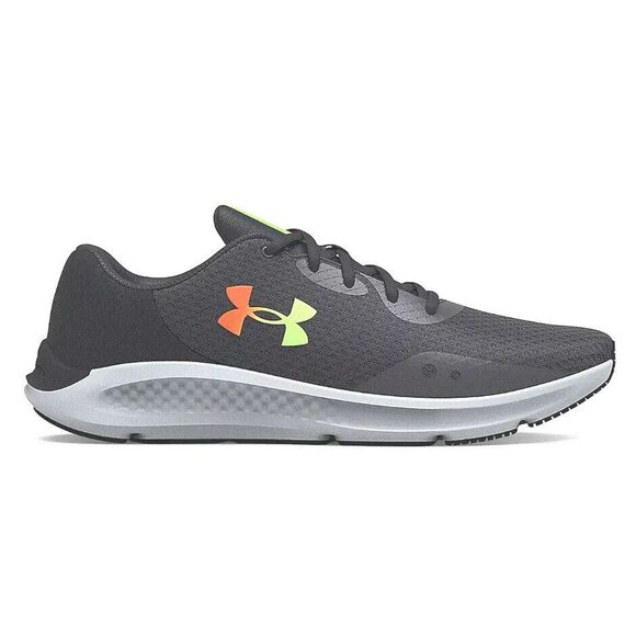 Under Armour 3024878 100‎ Men Charged Pursuit 3 BLACK/GREY/GREEN Shoes 10.5 - Picture 1 of 5
